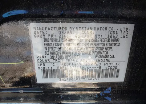 2024 Nissan Sentra Sv Xtronic Cvt из США, поврежденный, VIN 3N1AB8CV1RY318753